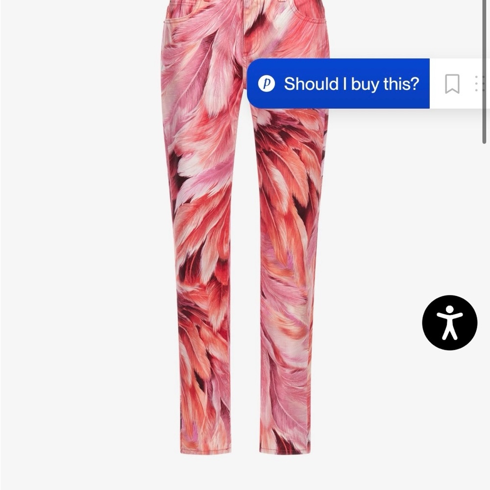Roberto Cavalli Pink Multi-Feather Skinny Jeans